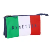 Estojo Triplo Benetton Flag Azul Marinho 22 x 12 x 3 cm Estojo 3 Compartimentos - nacloset