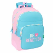 Mochila Escolar Benetton Unique Cor de Rosa Turquesa 32 x 42 x 15 cm Jogos | Disfarces - nacloset