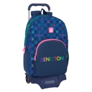 Mochila Escolar com Rodas Benetton Damero Azul Marinho 30 x 46 x 14 cm Jogos | Disfarces - nacloset