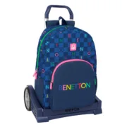 Mochila Escolar com Rodas Benetton Damero Azul Marinho 30 x 46 x 14 cm Jogos | Disfarces - nacloset
