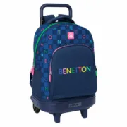 Mochila Escolar com Rodas Benetton Damero Azul Marinho 33 x 45 x 22 cm Jogos | Disfarces - nacloset