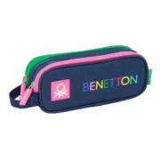 Estojo Duplo Benetton Damero Azul Marinho 21 x 8 x 6 cm Estojo 2 Divisórias - nacloset