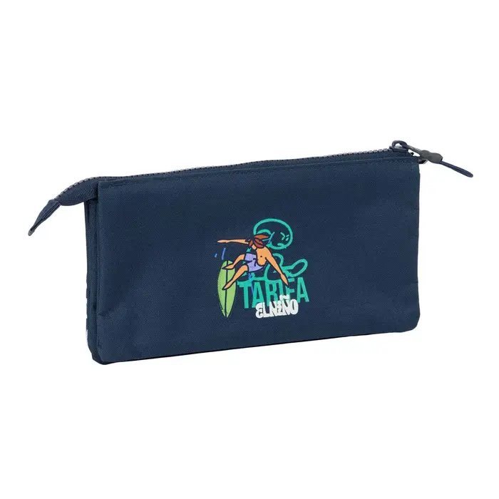 Estojo Triplo El Niño Kook Azul Marinho 22 x 12 x 3 cm Estojo 3 Compartimentos - nacloset