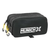 Estojo Triplo Munich Topo Preto 21,5 x 10 x 8 cm Estojo 3 Compartimentos - nacloset