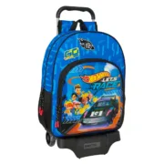 Mochila Escolar com Rodas Hot Wheels Let’s race Azul Preto 33 x 42 x 14 cm Jogos | Disfarces - nacloset