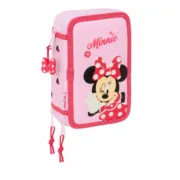Estojo Triplo Minnie Mouse Naive Cor de Rosa 12,5 x 19,5 x 5,5 cm 37 Peças Estojo 3 Compartimentos - nacloset