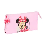 Estojo Triplo Minnie Mouse Naive Cor de Rosa 22 x 12 x 3 cm Estojo 3 Compartimentos - nacloset