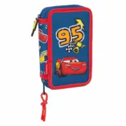 Estojo Duplo Cars Racing Azul Marinho 12.5 x 19.5 x 4 cm Estojo Duplo 29 Peças Estojo 2 Divisórias - nacloset