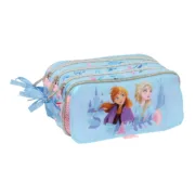 Estojo Triplo Frozen Ice magic Azul Claro 21,5 x 10 x 8 cm Estojo 3 Compartimentos - nacloset