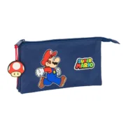 Estojo Triplo Super Mario Trick Vermelho Azul escuro 22 x 12 x 3 cm Estojo 3 Compartimentos - nacloset