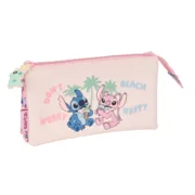 Estojo Triplo Lilo & Stitch Beach Cor de Rosa 22 x 12 x 3 cm Estojo 3 Compartimentos - nacloset