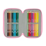 Estojo Triplo SuperKitties Cor de Rosa Turquesa 12,5 x 19,5 x 5,5 cm 37 Peças Estojo 3 Compartimentos - nacloset 2