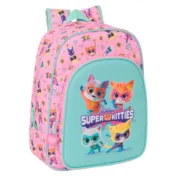 Mochila Pré-Escolar SuperKitties Cor de Rosa Turquesa 26 x 34 x 11 cm Jogos | Disfarces - nacloset