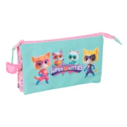 Estojo SuperKitties Cor de Rosa Turquesa 22 x 12 x 3 cm Estojos - nacloset