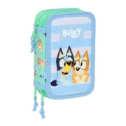 Estojo Triplo Bluey Sisters Verde Água 12,5 x 19,5 x 5,5 cm 37 Peças Estojo 3 Compartimentos - nacloset