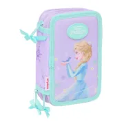 Estojo Triplo Frozen Spirit Lilás 12,5 x 19,5 x 5,5 cm 37 Peças Estojo 3 Compartimentos - nacloset