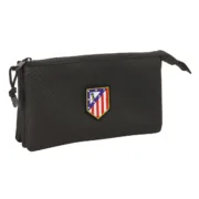 Estojo Triplo Atlético Madrid Preto 22 x 12 x 3 cm Estojo 3 Compartimentos - nacloset