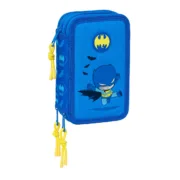 Estojo Triplo Batman Azul 12,5 x 19,5 x 5,5 cm 37 Peças Estojo 3 Compartimentos - nacloset