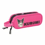 Estojo Duplo Kuromi Preto Fúcsia 21 x 8 x 6 cm Estojo 2 Divisórias - nacloset