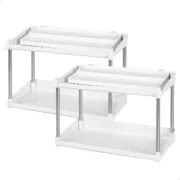 Organizador para o Armário de Cozinha Max Home Branco 2 Prateleiras 2 Unidades 37,5 x 25,5 x 19 cm Casa | Jardim - nacloset