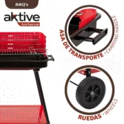 Churrasqueira a Carvão com Rodas Aktive Aço Plástico Metal Esmaltado 66 x 85 x 44 cm Vermelho Casa | Jardim - nacloset 2