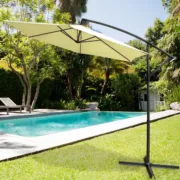 Parasol Aktive BANANA 300 x 255 x 300 cm Alumínio Creme Ø 300 cm Casa | Jardim - nacloset 2