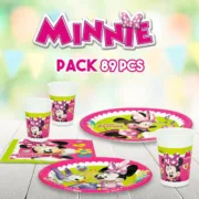 Conjunto Artigos de Festa Minnie Mouse Happy Deluxe 89 Peças 16 Acessórios para festas - nacloset 2