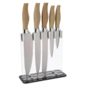 Conjunto de Facas de Cozinha e Suporte Quid Baobab (5 pcs) Castanho Metal Conjuntos de Facas - nacloset