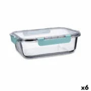 Lancheira Hermética Quid Purity Retangular 1,5 L Transparente Vidro (6 Unidades) A Preço de Revenda - nacloset