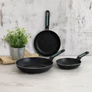 Conjunto de Frigideiras Quid Oasis Preto Metal 3 Peças Cozinha | Gourmet - nacloset 2