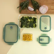 Conjunto de Lancheiras Quid Minimal Verde Vidro 330 ml 800 ml 1,8 L 3 Peças Cozinha | Gourmet - nacloset 2
