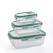 Conjunto de Lancheiras Quid Minimal Verde Vidro 330 ml 800 ml 1,8 L 3 Peças Cozinha | Gourmet - nacloset