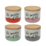 Bote Versa The Sweetes Side Of Life Dobrável Porcelana Madeira (10 x 8,2 x 10 cm) Cozinha | Gourmet - nacloset