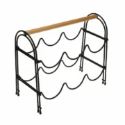 Suporte para garrafas Versa Metal Madeira Aço (14 x 27,5 x 32,7 cm) Cozinha | Gourmet - nacloset