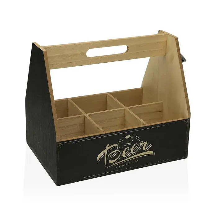 Suporte para garrafas Versa 6 garrafas 18 x 5 x 18 cm Metal Madeira MDF Cozinha | Gourmet - nacloset 2
