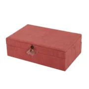 Guarda-Joias Versa Vermelho Poliéster Cartão Espelho 16 x 7,8 x 25 cm Casa | Jardim - nacloset 2
