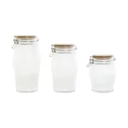 Conjunto de 3 Potes Home ESPRIT Transparente Silicone Bambu Cristal 13,5 x 13,5 x 27 cm Cozinha | Gourmet - nacloset