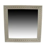 Espelho de parede Home ESPRIT Branco Natural Madeira de mangueira Romântico 92 x 6 x 92 cm Casa | Jardim - nacloset