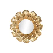 Espelho de parede Home ESPRIT Dourado Metal Folha de planta 76,5 x 8 x 76,5 cm Casa | Jardim - nacloset
