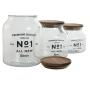 Conjunto de 3 Potes Home ESPRIT Natural Cristal Acácia 1,5 L 2 L 3 L 16 x 16 x 21 cm Cozinha | Gourmet - nacloset 2