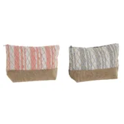Nécessaire de Viagem Home ESPRIT Cinzento Coral 25 x 7 x 15 cm (2 Unidades) A Preço de Revenda - nacloset