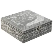 Guarda-Joias Home ESPRIT Verde Prateado Madeira Alumínio 18 x 18 x 6 cm Casa | Jardim - nacloset