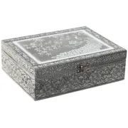 Guarda-Joias Home ESPRIT Verde Prateado Madeira Alumínio 22,5 x 17,5 x 7,6 cm Casa | Jardim - nacloset