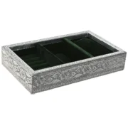 Guarda-Joias Home ESPRIT Verde Prateado Madeira Alumínio 25 x 15 x 5 cm Casa | Jardim - nacloset