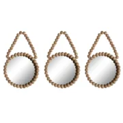 Jogo de Espelhos Home ESPRIT Natural Madeira Cristal Scandi 15 x 1 x 24 cm (3 Peças) Casa | Jardim - nacloset