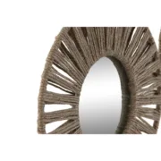 Jogo de Espelhos Home ESPRIT Natural Juta Cristal Tropical 20 x 1 x 20 cm (3 Peças) Casa | Jardim - nacloset 2