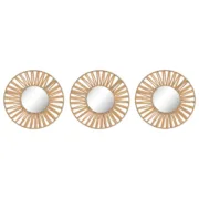 Jogo de Espelhos Home ESPRIT Natural Ráfia Cristal Scandi 20 x 2 x 20 cm (3 Peças) Casa | Jardim - nacloset