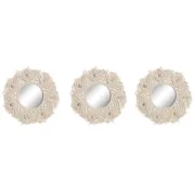 Jogo de Espelhos Home ESPRIT Branco Cristal Macramé Boho 20 x 1 x 20 cm (3 Peças) Casa | Jardim - nacloset