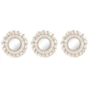 Jogo de Espelhos Home ESPRIT Branco Cristal Macramé Boho 20 x 1 x 20 cm (3 Peças) Casa | Jardim - nacloset