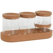 Conjunto de Potes Home ESPRIT Transparente Natural Cortiça Vidro de Borosilicato Cozinha | Gourmet - nacloset